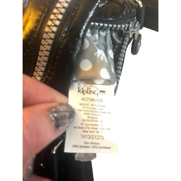 Kipling Keiko Vinyl Crossbody Mini Bag Purse Adjustable Strap Ape Monkey Charm - Picture 10 of 12